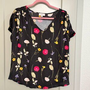 Loft - Floral Woven Tee